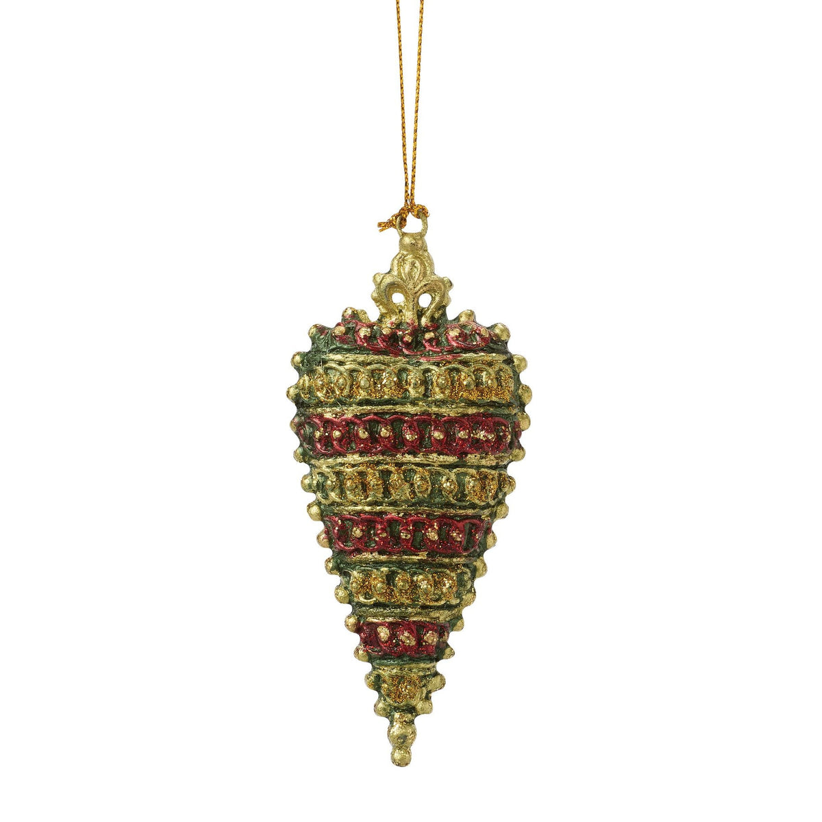Crown Top Heart Orn Green | Department 56 Essential