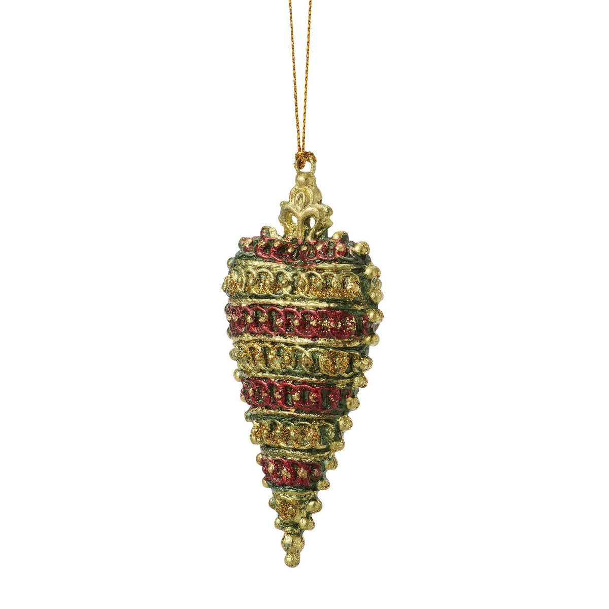 Crown Top Heart Orn Green | Department 56 Essential